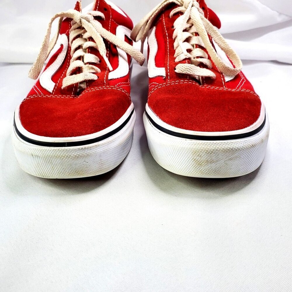 Vans Old Skool Suede Canvas Low-Top Skateboarding Sneakers in Classic Red/White - Picture 6 of 11